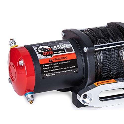 OPENROAD ATV Winch 4500lbs 12V Electric Winch,Synthetic Rope UTV Winch Kits for ATV/UTV Off Road Trailer Towing Winch,with 2 Wireless Remote Control and Mounting Bracket(Gray Rope)… - Image 4