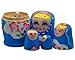 MAGIKON Blue Set of 5 Cutie Nesting Dolls Matryoshka Madness Russian Doll , Easy to Open