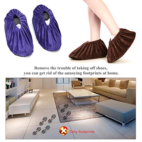 L&C 5 Pairs Non Slip Washable Reusable Shoe Covers For Household Thickened Boot Covers