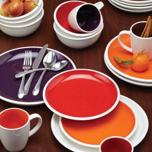 Rachael Ray Dinnerware Rise 4-Piece Stoneware Salad Plate Set, Red