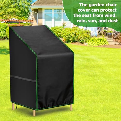 Zocipro Protective Covers for Outdoor Garden Chairs, 70 x 90 x 80/120 cm, 210D Oxford Fabric, Waterproof and Resistant, Anti-UV, for Terrace Stackable Chairs with Drawstring