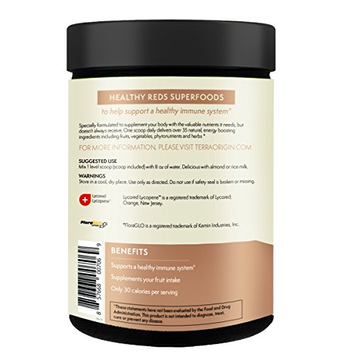 Terra Origin, Red Superfoods, Powder, Kiwi Strawberry, 30 Servings, 35 Natural Ingredients, Antioxidants & Herbs to Support Healthy Immune System