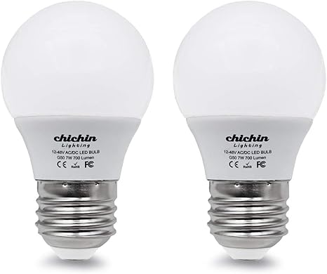 chichinlighting 7watt 12volt 48volt range led light bulb 2 pack standard screw base off grid solar system rv marine led lights 6000k cool white