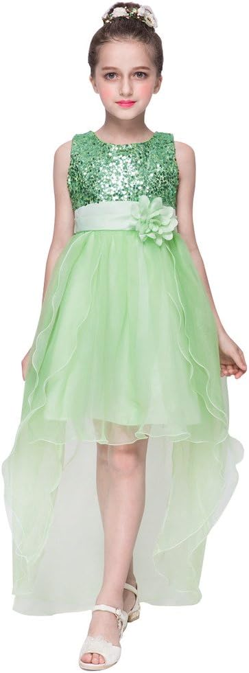 CL Online Princess Tulle Sequins High Low Flower Girl Dress for Wedding Birthday
