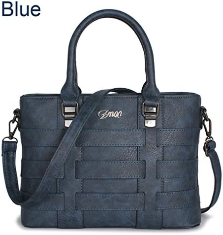 Firstider Women Leather Shoulder Bag Interior Zipper Pocket Casual Tote Shape Fashion Blue About 30cm 13cm 21cm