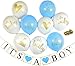 K-Musculo Baby Shower Decorations, Bachelorette Decor, Pre-Assembled Banner (It's A Boy) & 9 Piece Balloons with Ribbon [Gold, Blue, White] Hang On Wall Chair Door | It's A Boy Party Favors