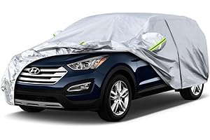 Koukou SUV Car Cover Custom Fit Hyundai Santa Fe from 2006 to 2024, Waterproof Car Cover All Weather for Automobiles Outdoor Indoor with Zipper Door, Sun Rain Dust Snow Protection.