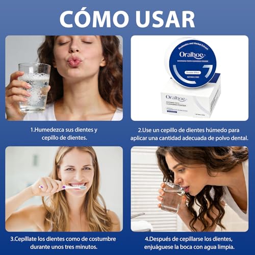 Blanqueador Dental Profesional,Polvos Blanqueadores Dientes,Blanqueamiento Dental Eliminación Profunda de Manchas,Eficaz Para Fortalecer Dientes y Encías,Suave Para Dientes Sensibles(Azul)
