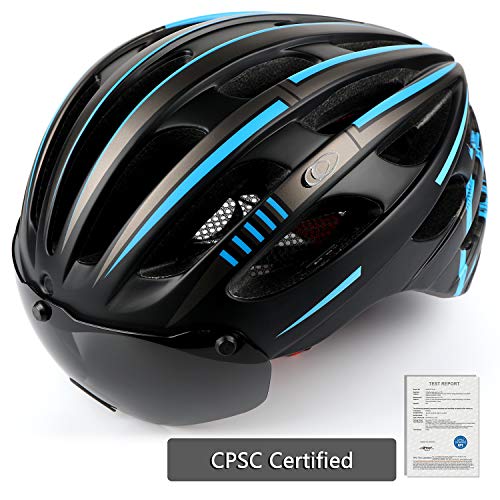 KINGLEAD Fietshelm met Veiligheidslicht en Schildvizier, CE-gecertificeerde Unisex Beschermde Fietshelm voor Fietsen… - Image 3