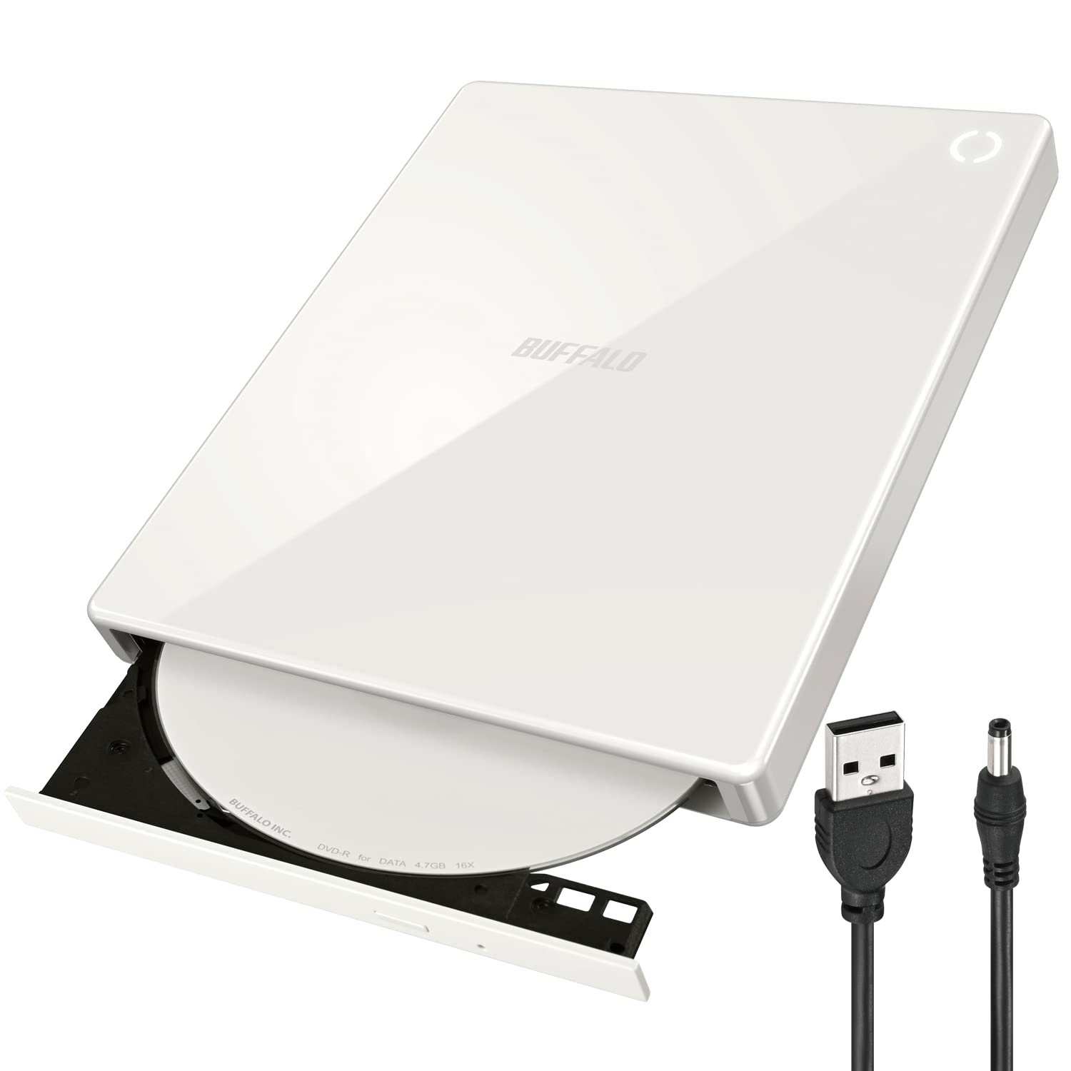 BUFFALO RR-PW2-WH/N ラクレコ＋ スマートフォン用CDレコーダー DVD再生 microSD対応 ホワイト バッファローの商品画像