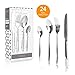 24 Pieces Flatware Sets Silverware Sets, Stainless Steel Cutlery Sets Mirror Polished Tableware Sets,Gift Box Package Utensil Sets Include Knives/Forks/Spoons for Kitchen,Service for 6