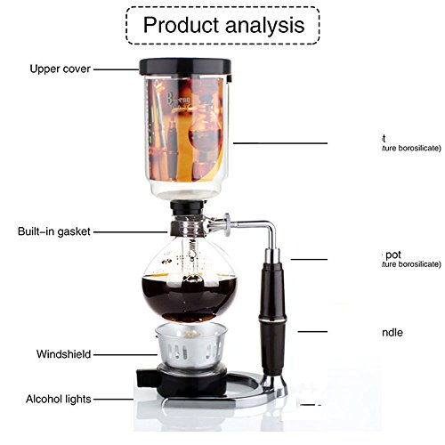 Syphon Coffee Maker Japanese Style Vacuum Glass Siphon Pot Percolators 1-3 Cups Siphon Coffee Maker (Syphon) (Coffee Maker)(Hand-grinding coffee beans machiner)