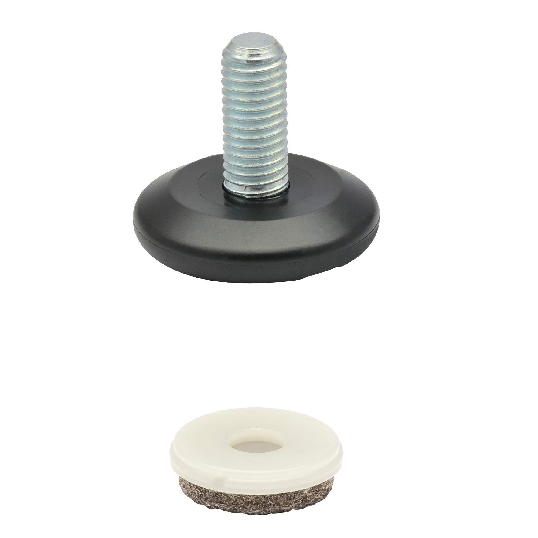 WAGNER QuickClick® Adjustable feet Ø 37 mm - 4pcs. set with grub screw M10 x 25 mm and furniture glides interchangeable I 4x adjustable feet + glides - wool felt ULTRASOFT - diameter Ø 30 mm - 15832400