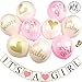 Baby Shower Decorations; Decoration Set; 9-Piece Pink, White, and Gold Balloon and