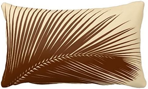Palm leaf - Dark brown and tan Pillows 50% Cotton 50% Polyester 24 x 16 inches Pillowcase