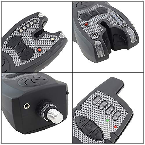 Hirisi Tackle Ensemble De Pêche à La Carpe Système D’alarme Sans Fil Avec Récepteur Et 1 + 4 bandes Lumineuses Led