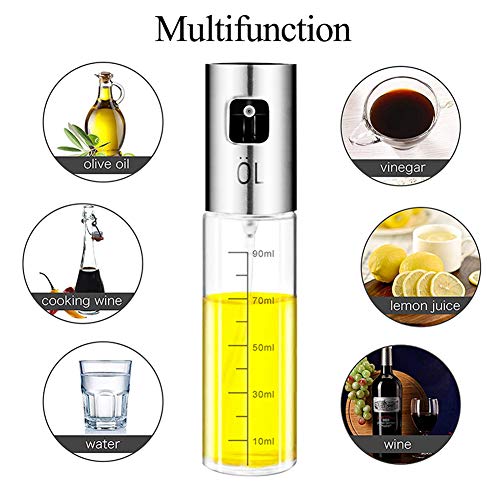 Olive Oil Sprayer Mister Spritzer for Cooking Air Fryer Oil Dispenser Bottle with Bottle Brush and Replace Tube for Vinegar Soy Sauce Mini Kitchen Gadgets for BBQ,Making Salad, Baking, Grilling