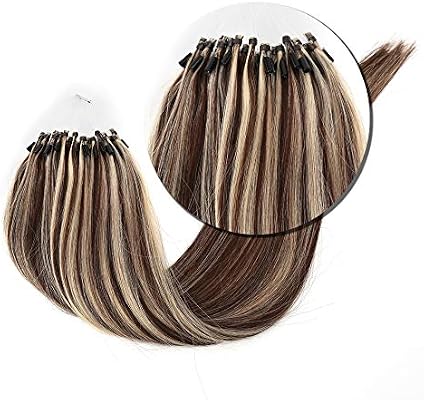 Micro Loop Hair Extensions 50s Medium Brown Mix Blonde 4 613 Micro Rings Hair 1g S 50g Per Pack Bead Extensions 18 Inches Amazon Sg Beauty