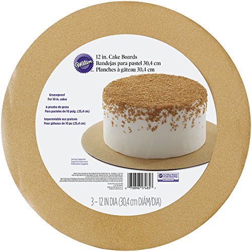 Wilton 2104-7485 Round Gold Glitter Cake Boards, 3 Count
