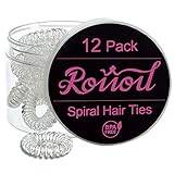 Spiral Hair Ties, Coil Hair Ties, Hair Ties No Crease, Hair Ties, Phone Cord Hair Ties - 12 Pack, Transparent