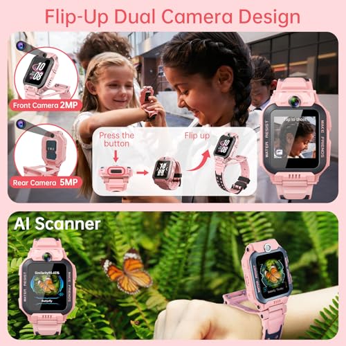 imoo Z7 Kids Smart Watch, Smart watch for Girls, Kids Smartwatch Phone with Long-lasting Video & Phone Call, Kid Watches with GPS Tracker, IPX8 Swimming Water-Resistance (Z7, Pink)