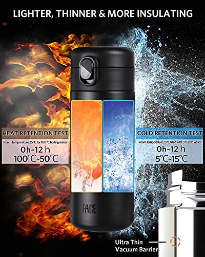 FACE Leakproof Travel Mug Insulated Coffee Mug for Hot Drinks Double Walled Coffee Flask Vacuum BPA Free Water Bottle 350ml