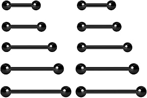 NewkeepsR 20G/18G/16G/14G/12G/10G Steel Tongue Ring Nipple Cheek Dimple Piercing Barbell,Externally Threaded Industrial Bars 