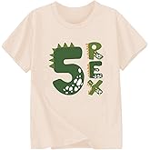 Goengmo 2-6 Rex Birthday Shirts Toddler Kids Dinosaur Theme Birthday T-Shirts Cotton Short Sleeve Tees