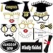 LUOEM 18PCS 2019 Graduation Party Photo Booth Props Kit Glitter Photo Props for Graduation Favors