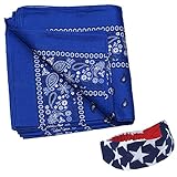 12 Royal Blue Paisley Cotton Bandanas Plus aFree American Flag Bandana Headband