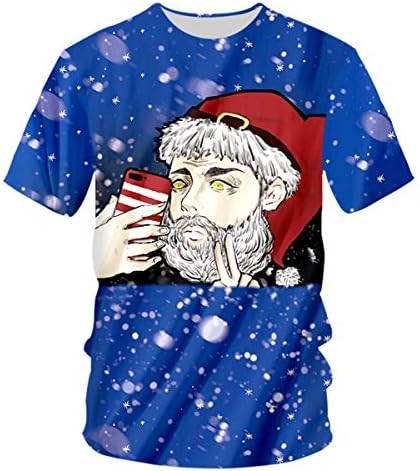 Toda Mafalda Christmas Day Plus Size Mens t-Shirts Novelty 3D Printed Graphic Snowman Santa Claus tee Shirts 5XL