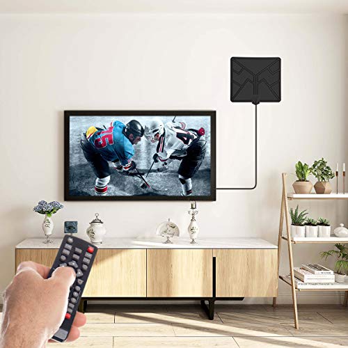 [Newest 2019] Amplified Digital TV Antenna HD- Indoor Antenna, Long 80 Miles Range with Switch Amplifier Signal Booster, Support 1080P and Older TV's HDTV Freeview Channels- 16.5ft Cable/Adapter - Thumbnail 4