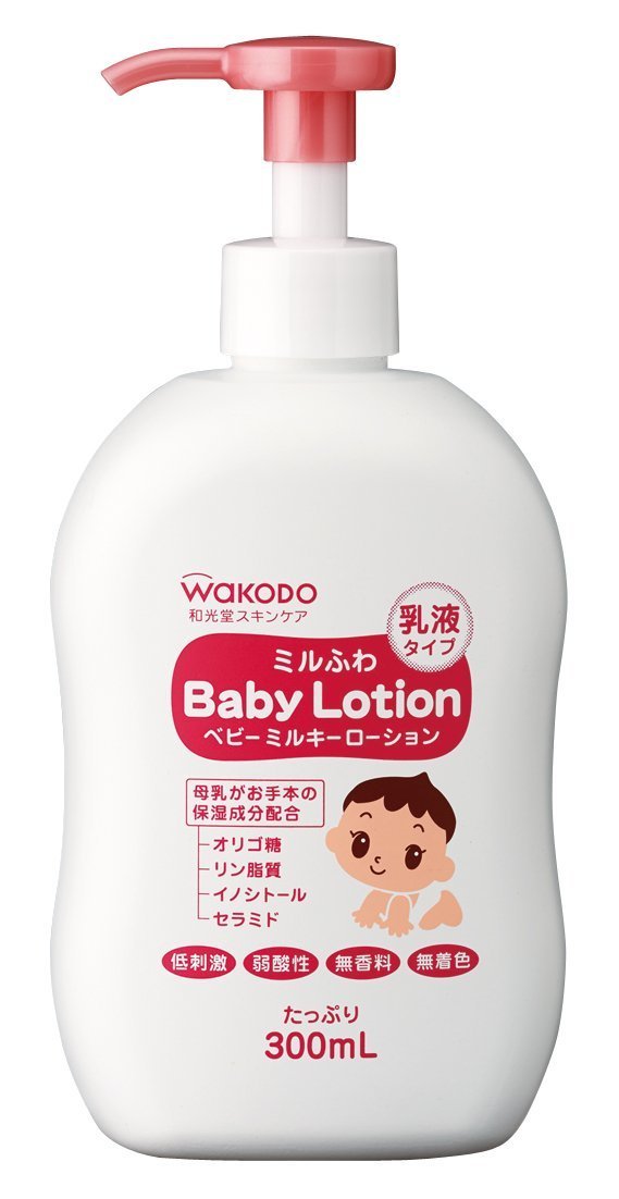 Baby Japan Wakodo Mirufuwa Baby Milky Lotion 300ml - Pump Type (Green Tea Set)