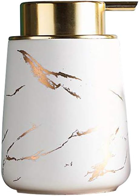 Layboo 400 ML Nordic Style Marbling Ceramic Hand Soap Dispenser, Decorative Liquid Soap & Lotion Dispenser Hand Soap Dispenser, for Kitchen or Bathroom Countertops (White)