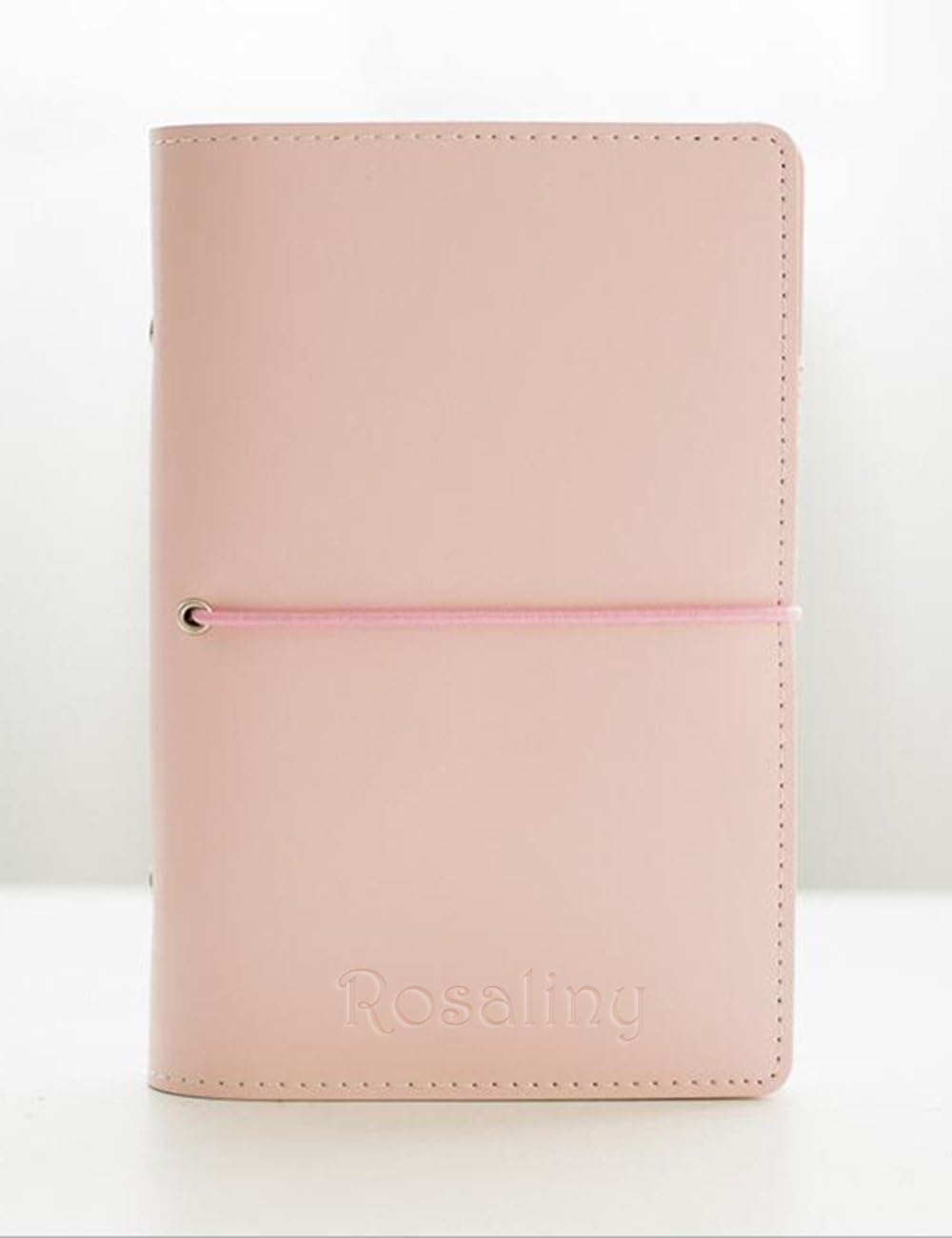 Leather Bulleting Journal,Portable Spiral Refillable Travelers Planner Notebook-Dotted & Blank (Pink)