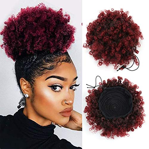 Themis Hair Afro Kinky Curl Pferdeschwanz - Kurzer Clip-in Pony Mit Kordelzug, Farbe 1B