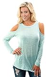Shopglamla Cold Shoulder Sweater Knit Long Sleeve Solid Top Made in USA