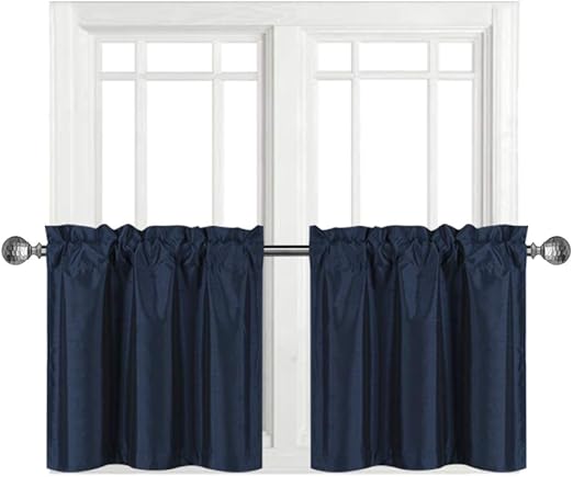 Amazon Com Rama Rose Faux Silk Solid Rod Pocket Blackout Tier