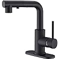 CREA Sink Faucet, Black Kitchen Faucets with Pull Down Sprayer, Bathroom Sink Faucets Mini Bar Prep Faucet Single Handle 3 or 1 Hole Kitchen Utility Faucet Laundry Outdoor Tap