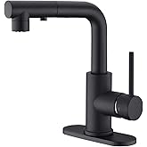 CREA Black Kitchen Faucet with Pull Down Sprayer, Bathroom Sink Faucet, Mini Bar Prep Faucet, Single Handle, 3 or 1 Hole, Utility Faucet, Outdoor Tap