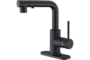 CREA Sink Faucet, Black Kitchen Faucets with Pull Down Sprayer, Bathroom Sink Faucets Mini Bar Prep Faucet Single Handle 3 or 1 Hole Kitchen Utility Faucet Laundry Outdoor Tap