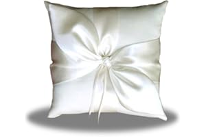 SACASUSA Ivory Satin Bow Wedding Ring Pillow Bearer