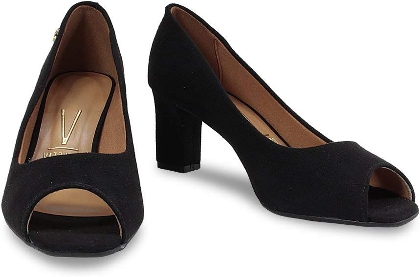 peep toe vizzano preto camurça