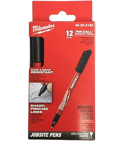 Milwaukee® INKZALL™ Black Fine Point Jobsite Marker 4/Pack Milwaukee® INKZALL™ Black Fine Point Jobsite Marker 4/Pack
