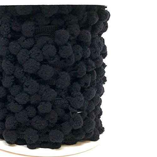 6 mm Pom Pom Trim -"Black 26" - 3 Metre - Pom Pom Ribbon Pom Pom Fringe (Black)