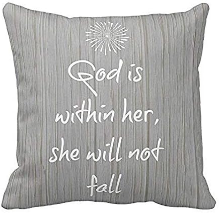 White Bible Verse On Gray Wood Pattern Throw Pillow Decorative Inspirational Quotes Pillow Cover Square Throw Pillow Case Cover Quotes Two Sides Zippered Pillowcase 18x18 inches
