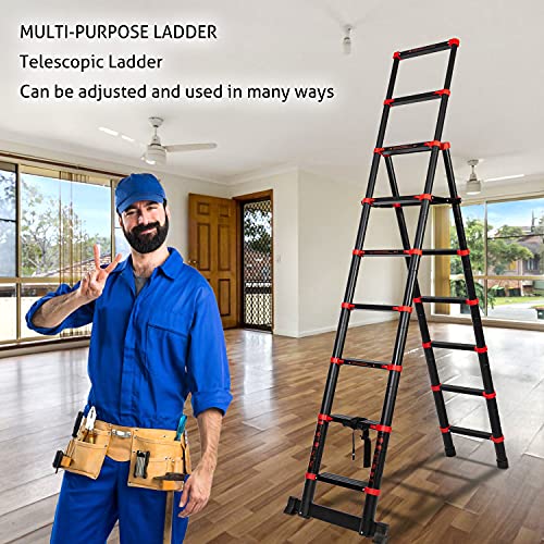 7+9 Steps MultiPosition Extension Telescoping Ladder AFrame Aluminum