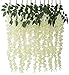Houda Artificial Fake Wisteria Vine Ratta Silk Flowers for Garden Wedding Decor (Yellow/White)