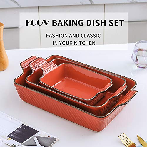 KOOV Bakeware Set, Ceramic Baking Dish Set, Rectangular Casserole Dish Set, Lasagna Pans for