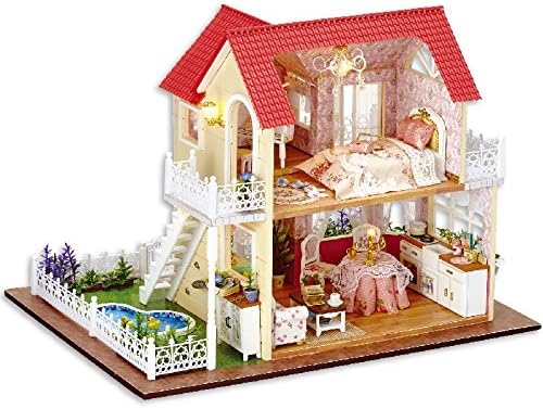 DIY Wooden Dollhouse Handmade Miniature Kit - Princess Castle Model & Furniture/Music box